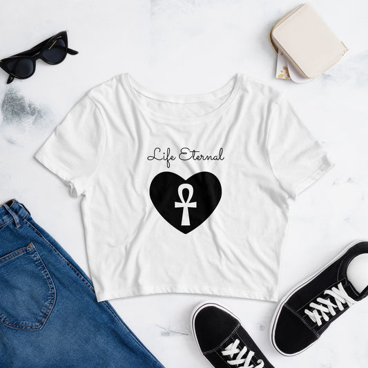 "Life Eternal" Ankh Symbol Women’s Crop Tee