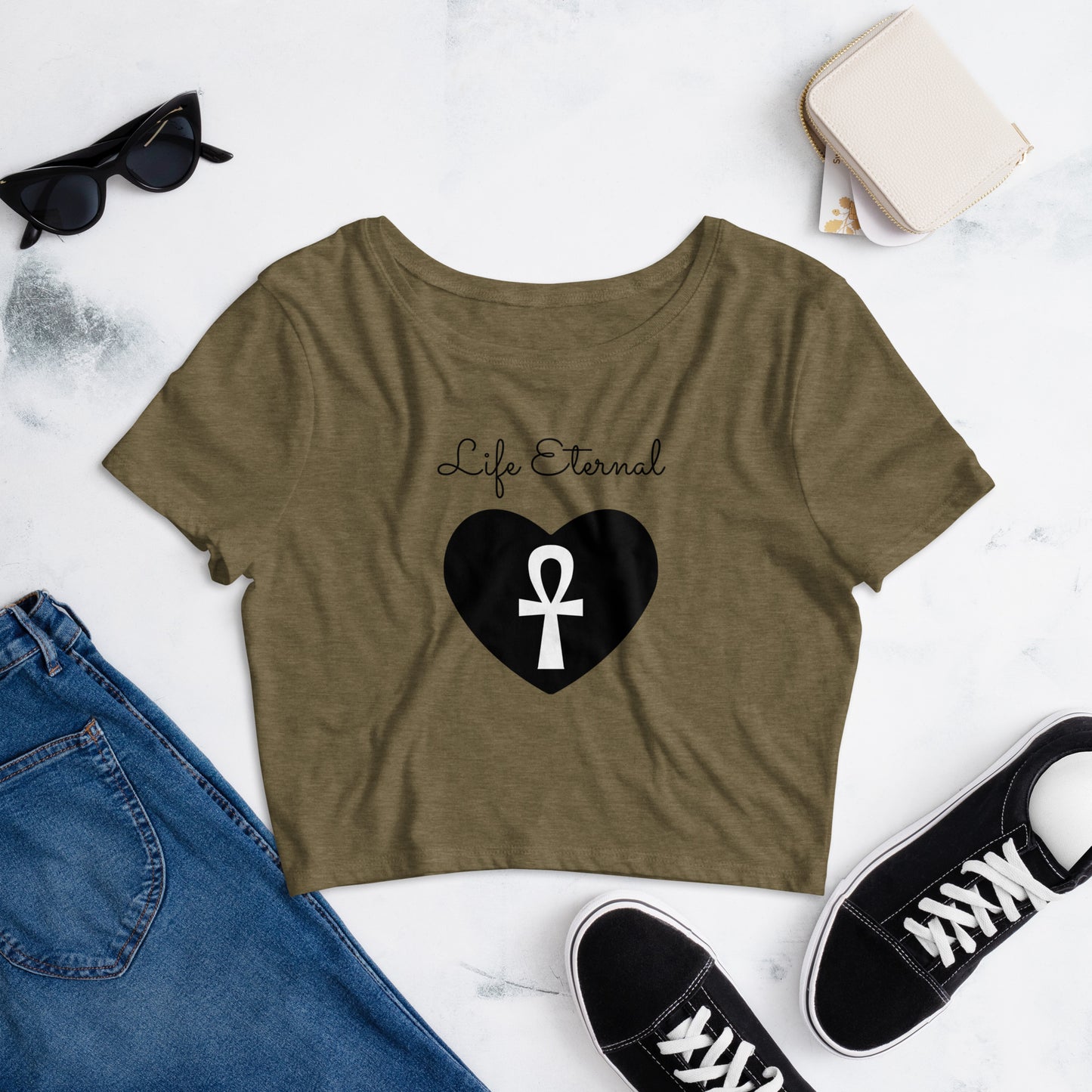 "Life Eternal" Ankh Symbol Women’s Crop Tee